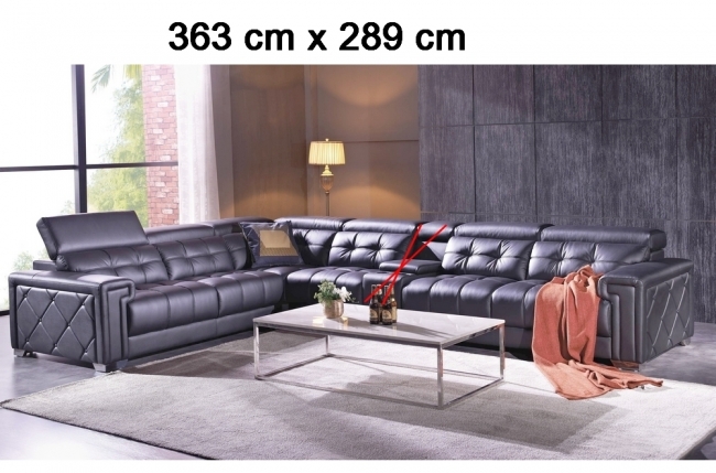 solde de paiement de la commande : canapé d'angle en cuir de buffle italien de luxe 6/7 places, prestigia, personnalisé sur mesure 363x289 cm, sans la tablette de rangement, avec accoudoirs, chocolat, angle gauche, 6x sans frais, total 2218 euros